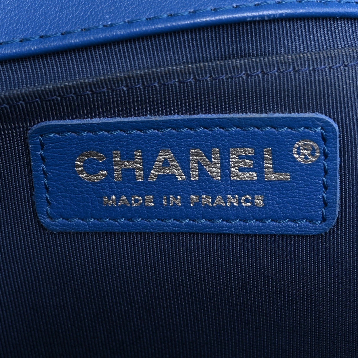 Calfskin Chevron Quilted Medium Boy Flap Blue
