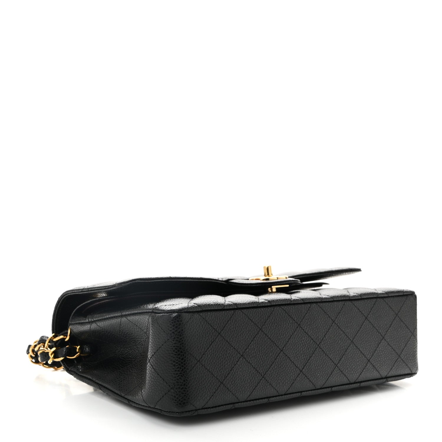 Caviar Quilted Medium Double Flap Black