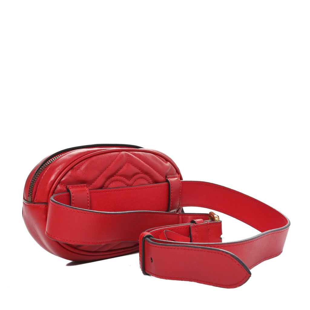 Calfskin Matelasse GG Marmont Belt Bag 95 38 Hibiscus Red