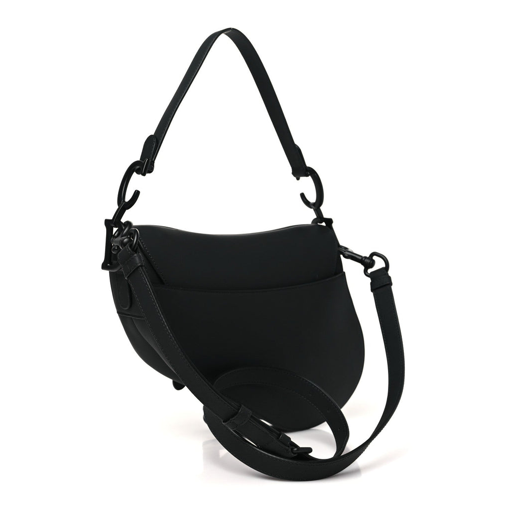 Ultra Matte Calfskin Saddle Bag With Strap Black