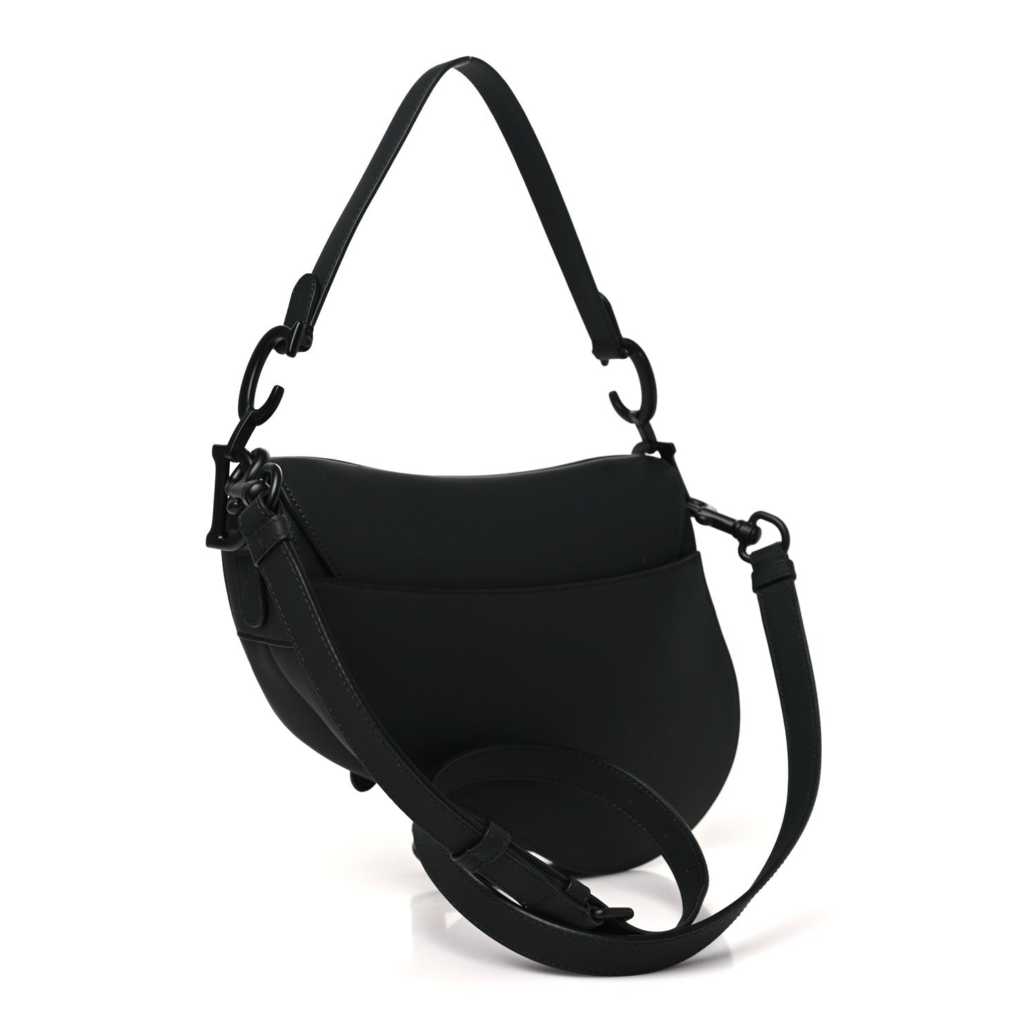 Ultra Matte Calfskin Saddle Bag With Strap Black