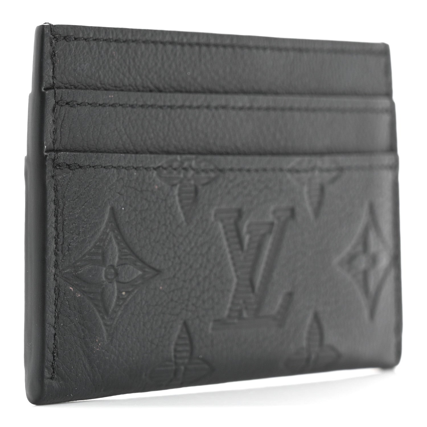 Calfskin Monogram Shadow Double  Holder Black