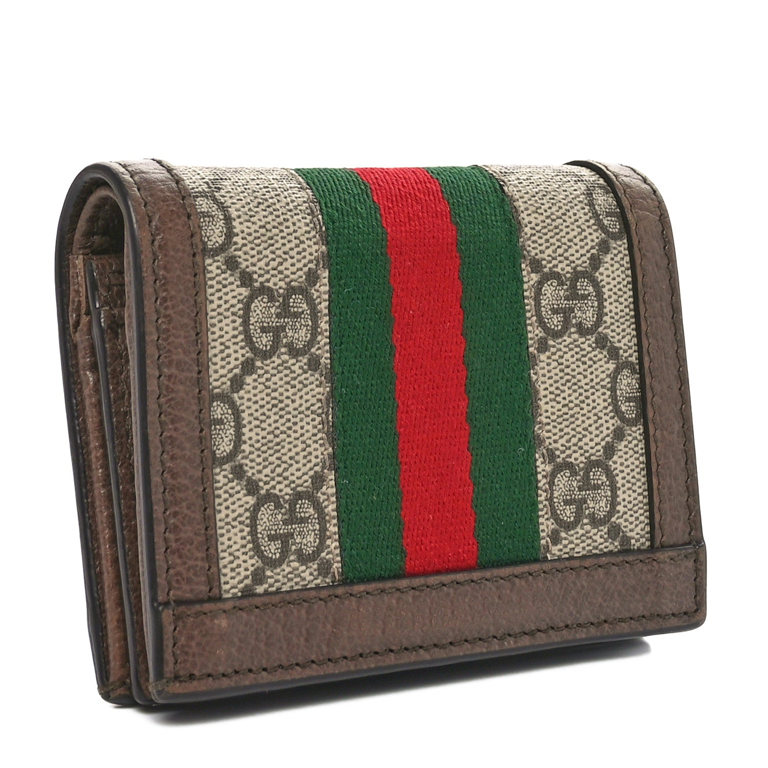 GG Supreme Monogram Textured Dollar Calfskin Web Ophidia  Case Beige New Acero