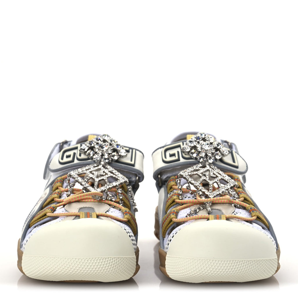 Mesh Fabric Tinsel Sport Sandals 37 White Silver