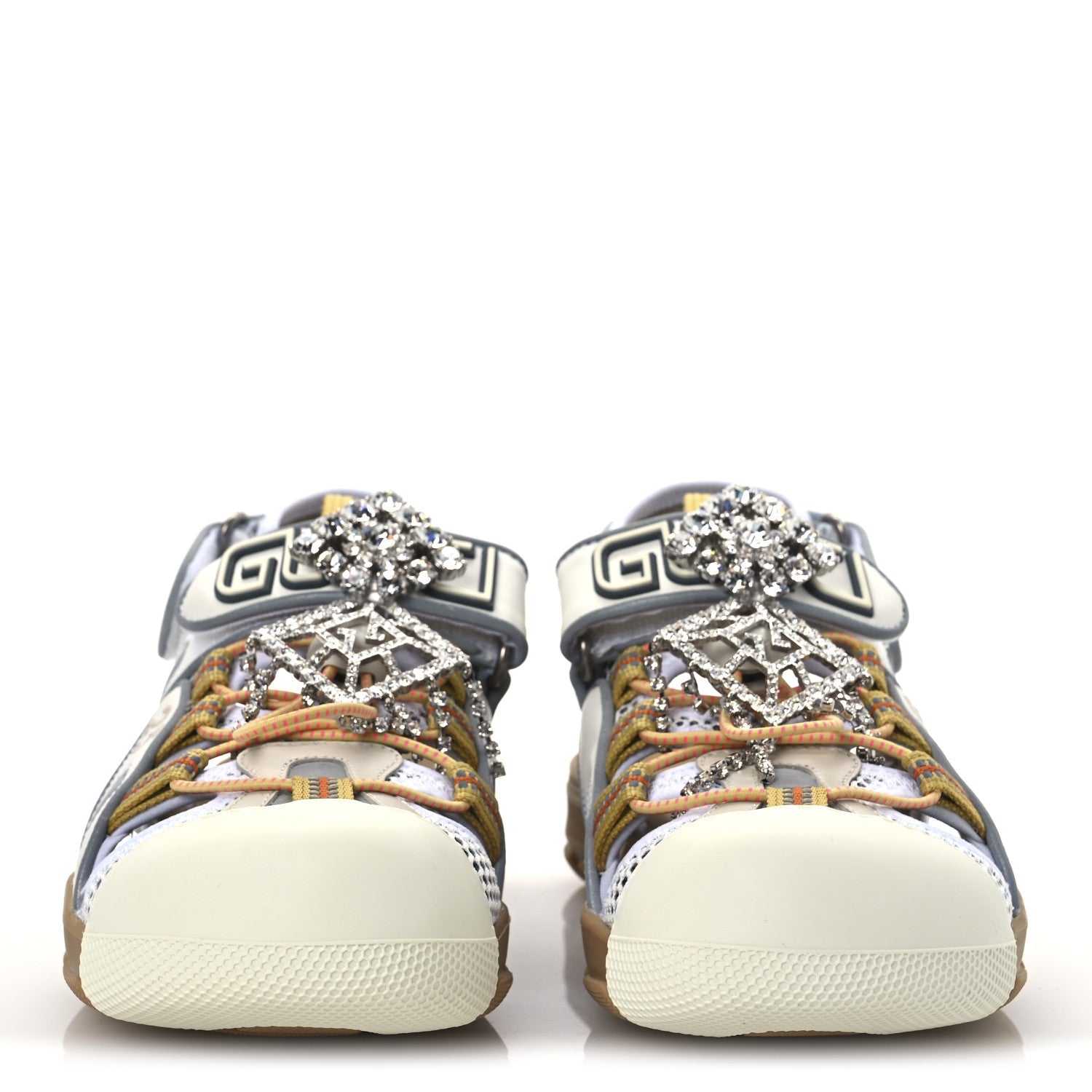 Mesh Fabric Tinsel Sport Sandals 37 White Silver