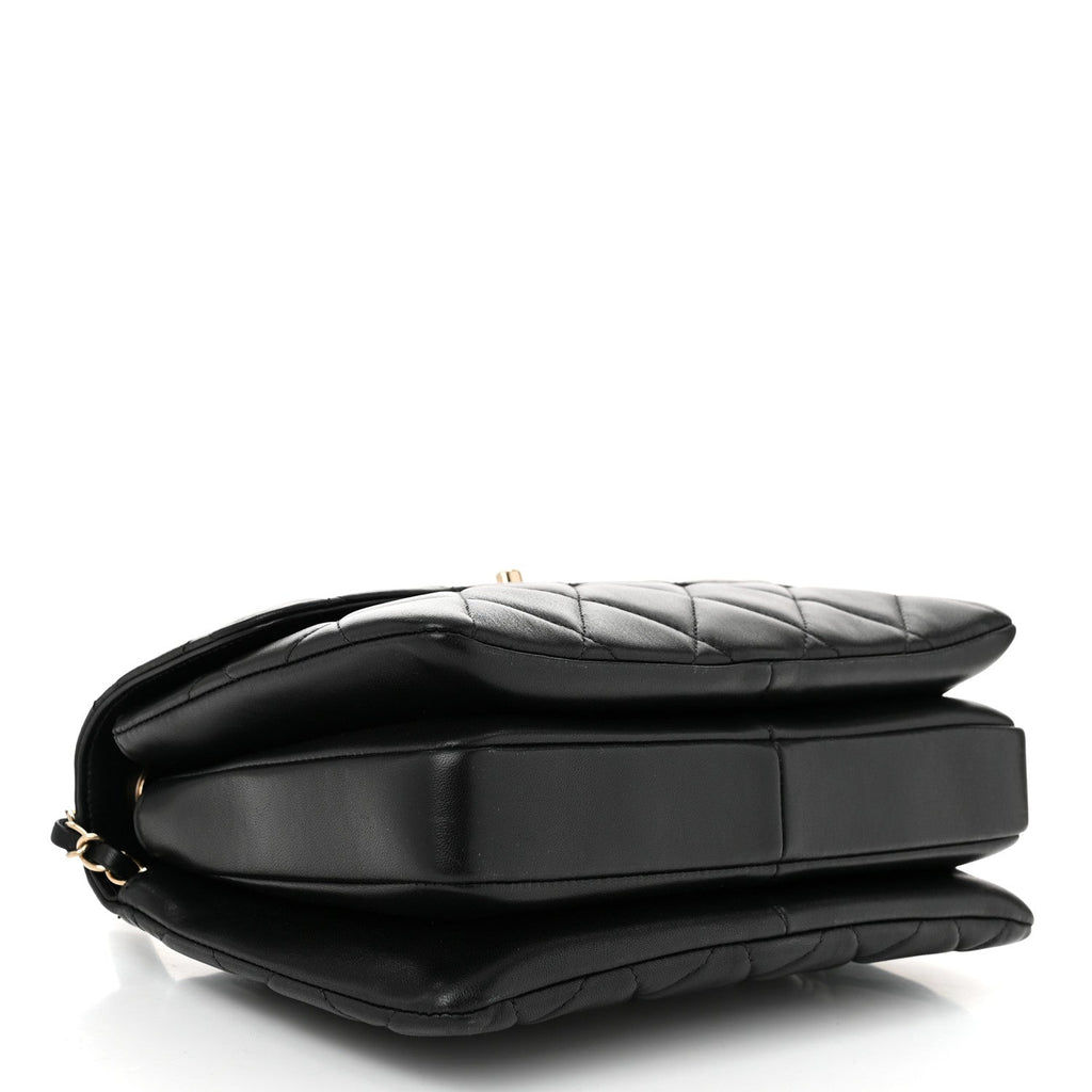 Lambskin Quilted Small Trendy CC Dual Handle Flap Bag Black