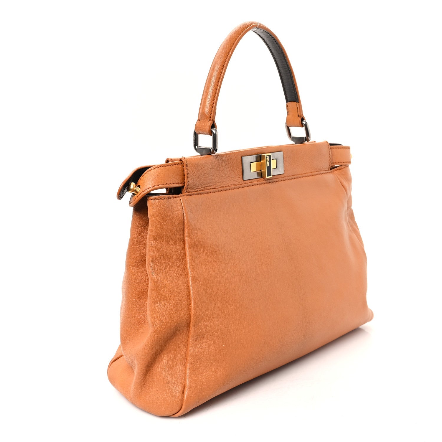 Goatskin Snakeskin Medium Peekaboo Iconic Satchel Brown