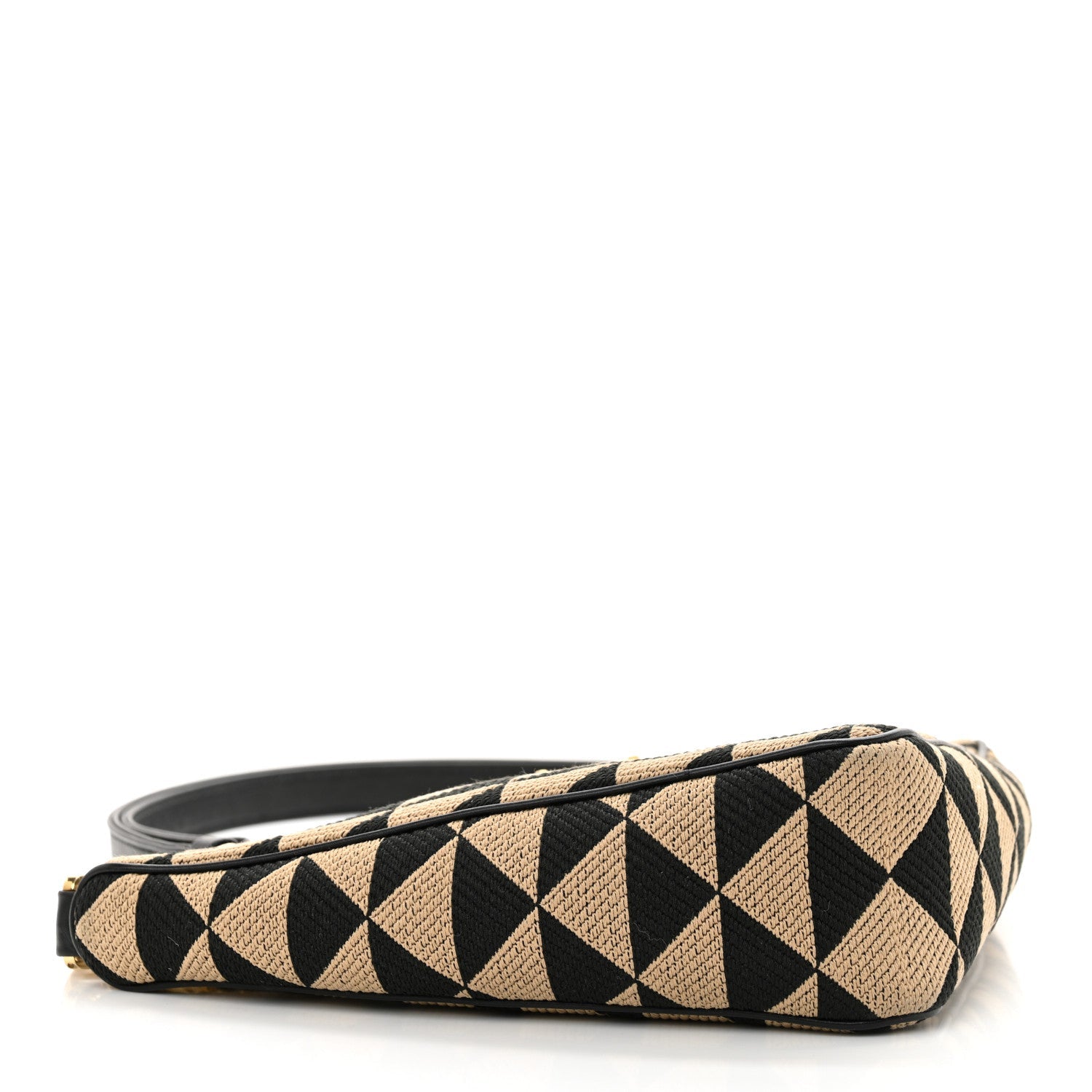 Jacquard Calfskin Triangolo Symbole Embroidered Mini Triangle Double Bag Black Corda