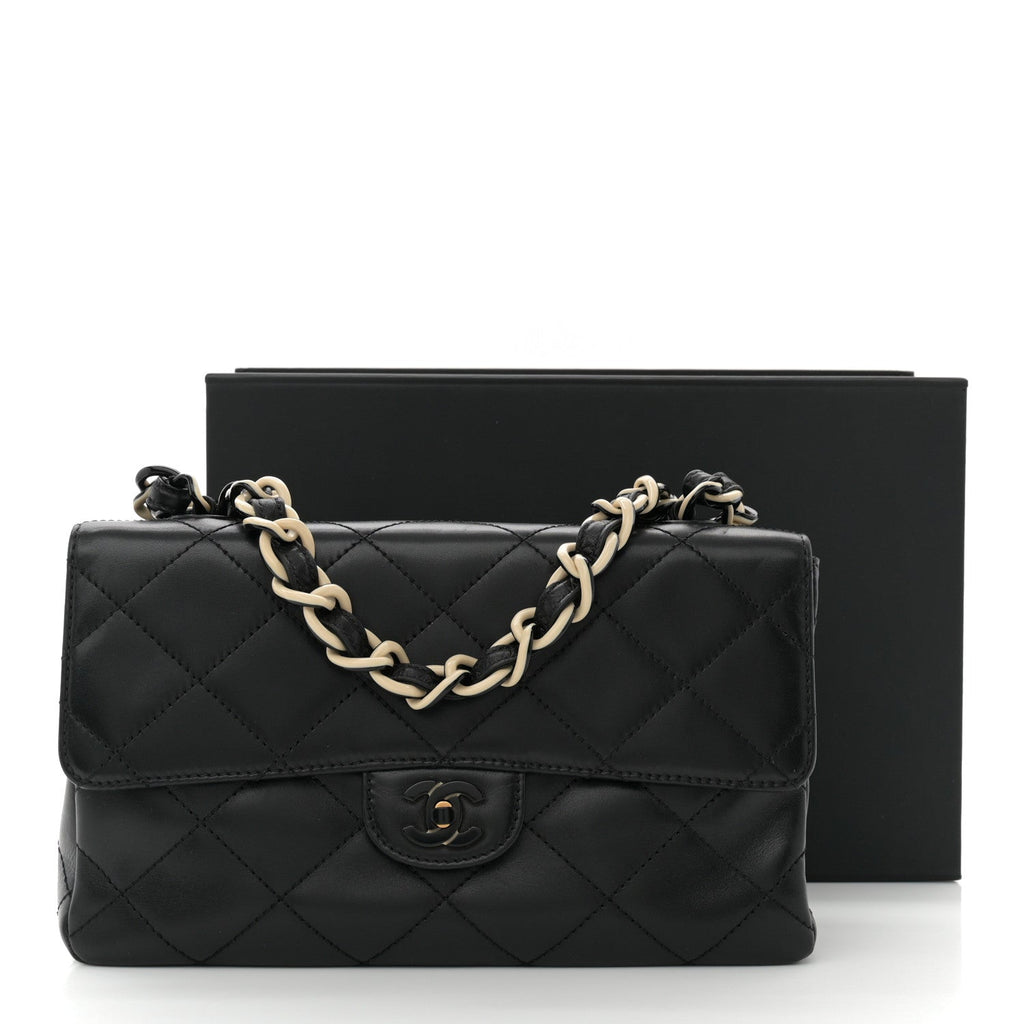 Lambskin Bekko Resin Medium Single Flap Black