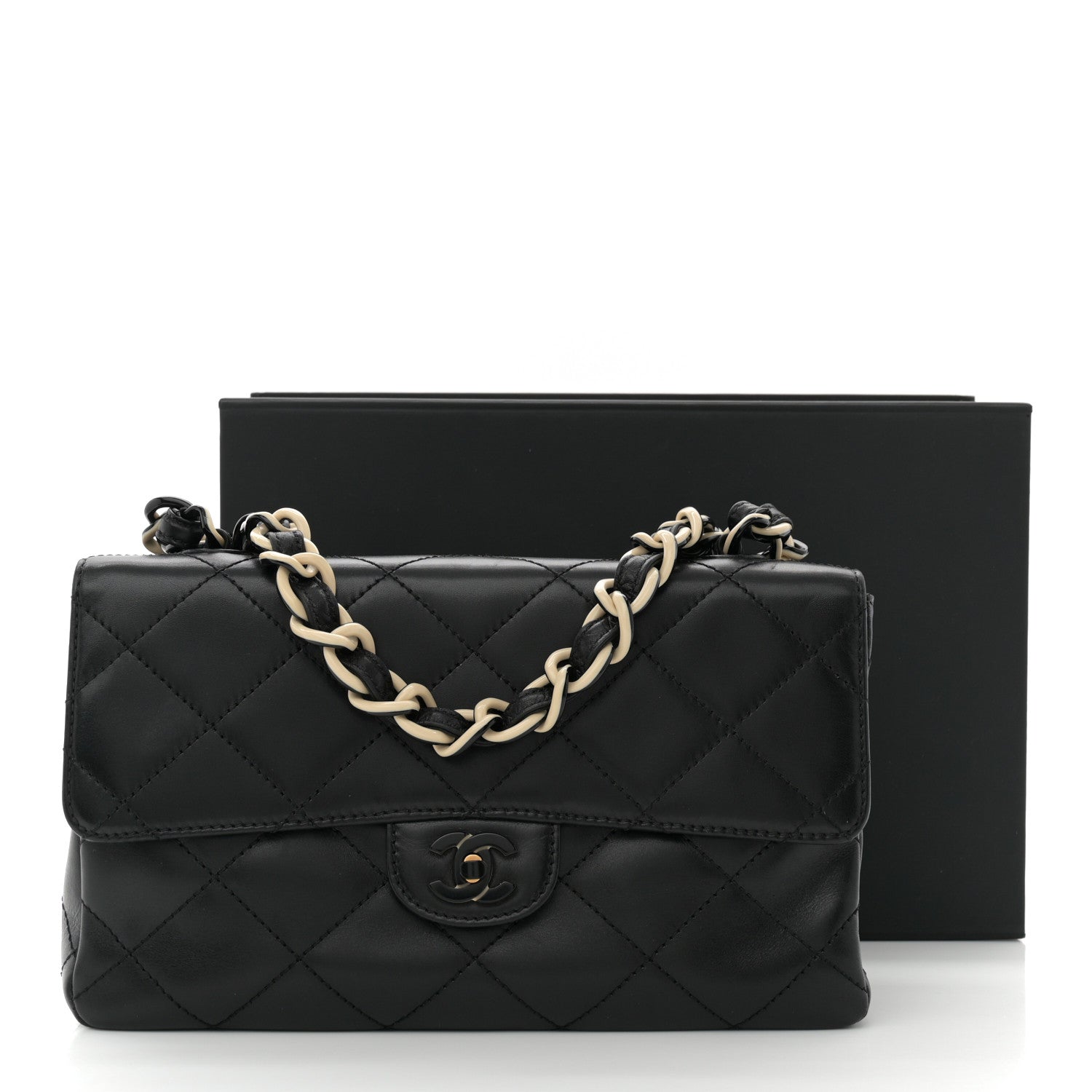 Lambskin Bekko Resin Medium Single Flap Black