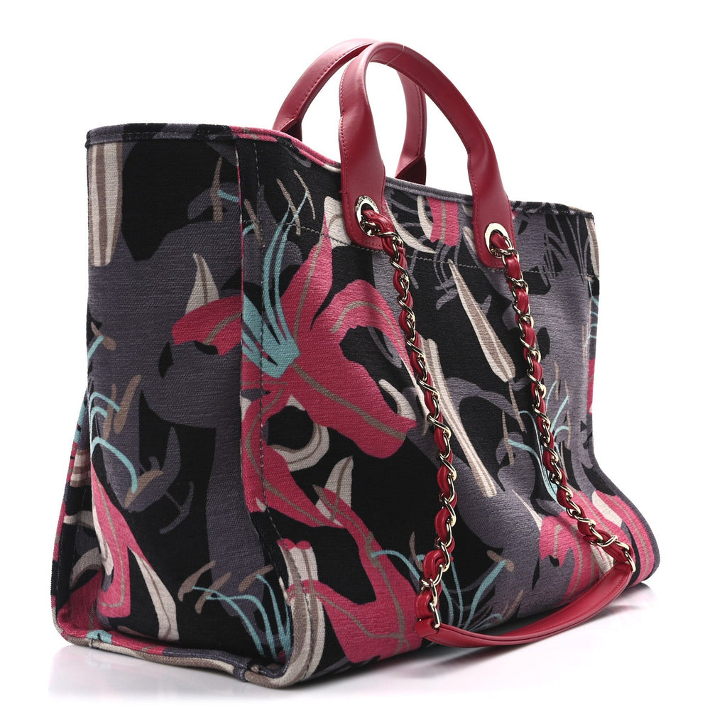 Velvet Calfskin Medium Deauville Tote Pink Multicolor