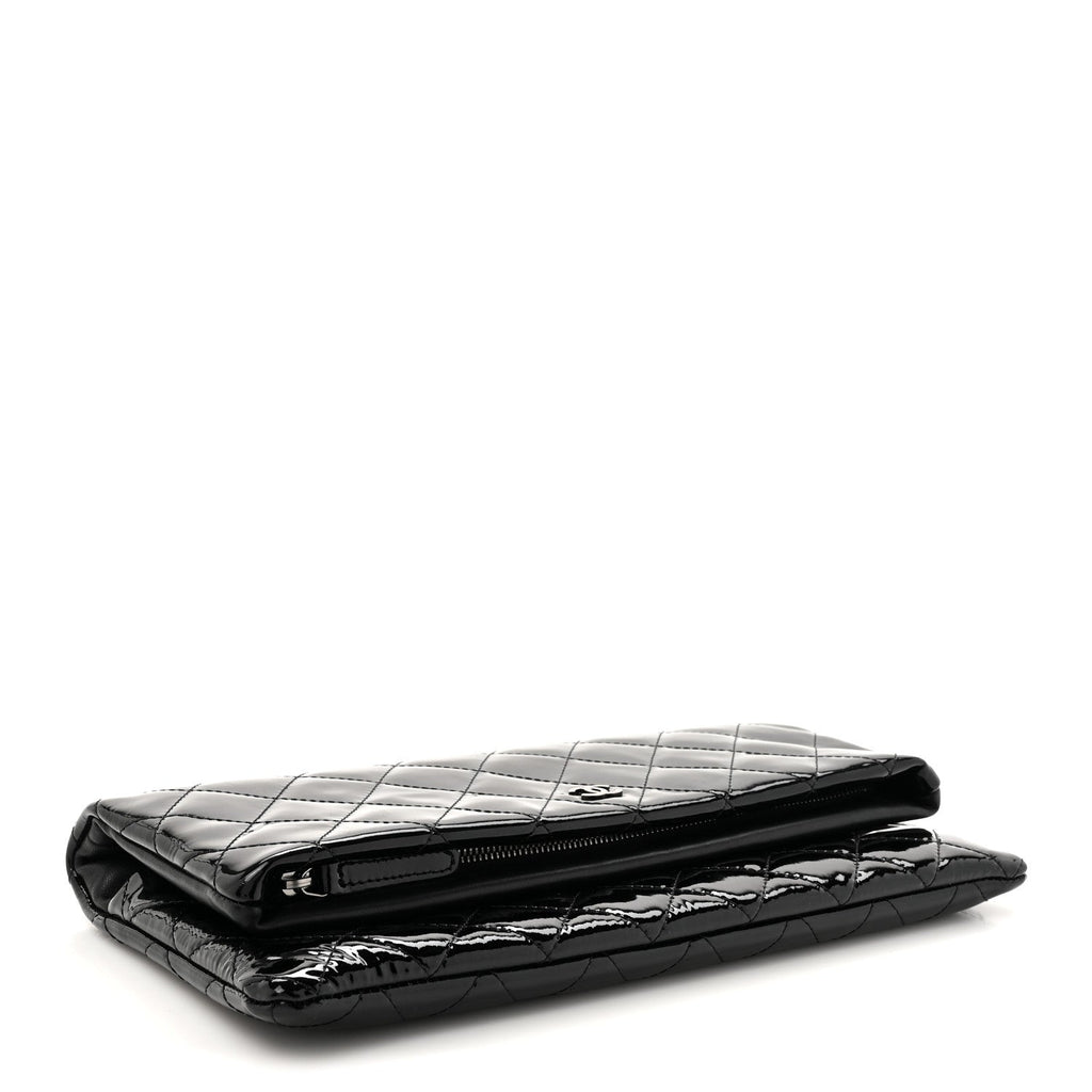 Patent Calfskin Quilted Beauty CC Clutch Black
