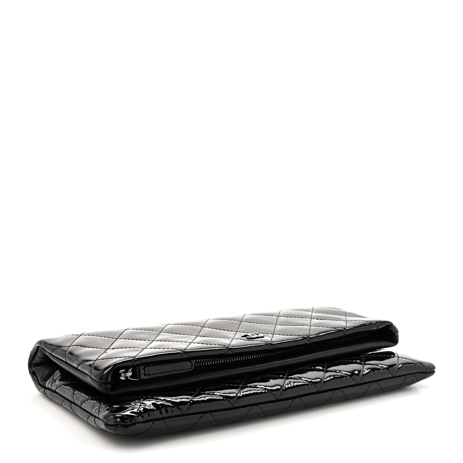 Patent Calfskin Quilted Beauty CC Clutch Black
