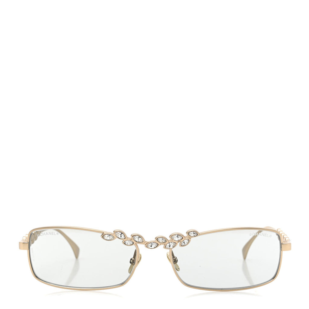 Metal Crystal Sparkling Wheat Rectangle Sunglasses 71584 Gold