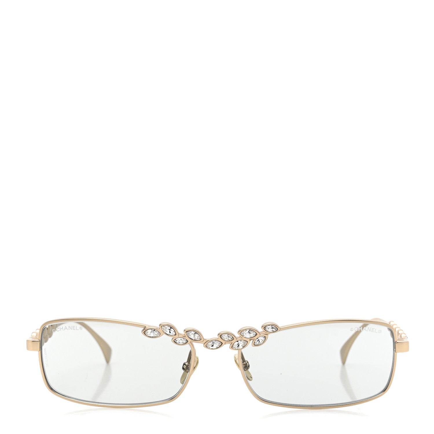 Metal Crystal Sparkling Wheat Rectangle Sunglasses 71584 Gold