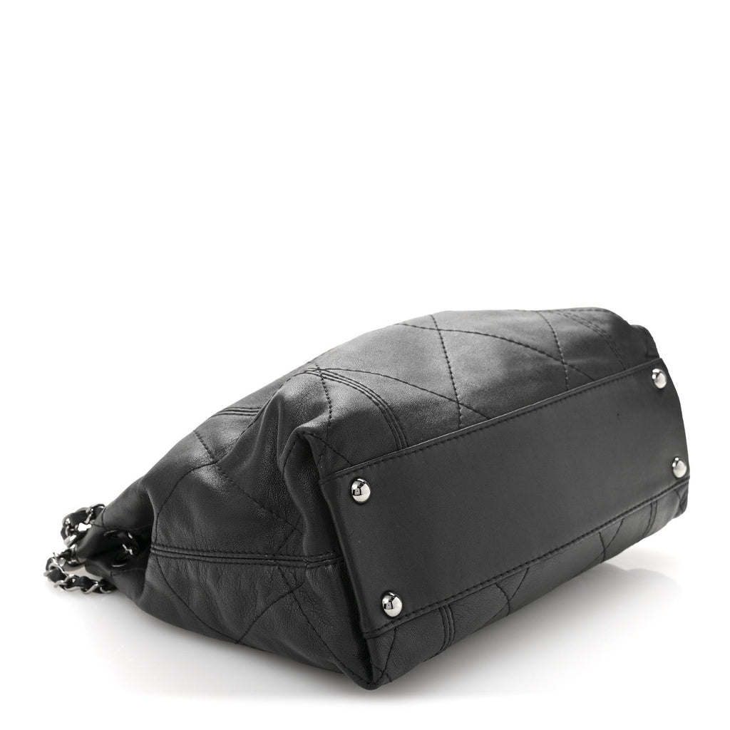 Lambskin Quilted Small Soft Touch Shoulder Bag Black