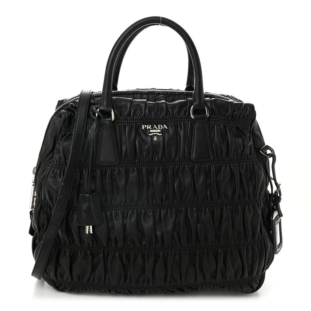 Nappa Gaufre Double Zip Tote Black