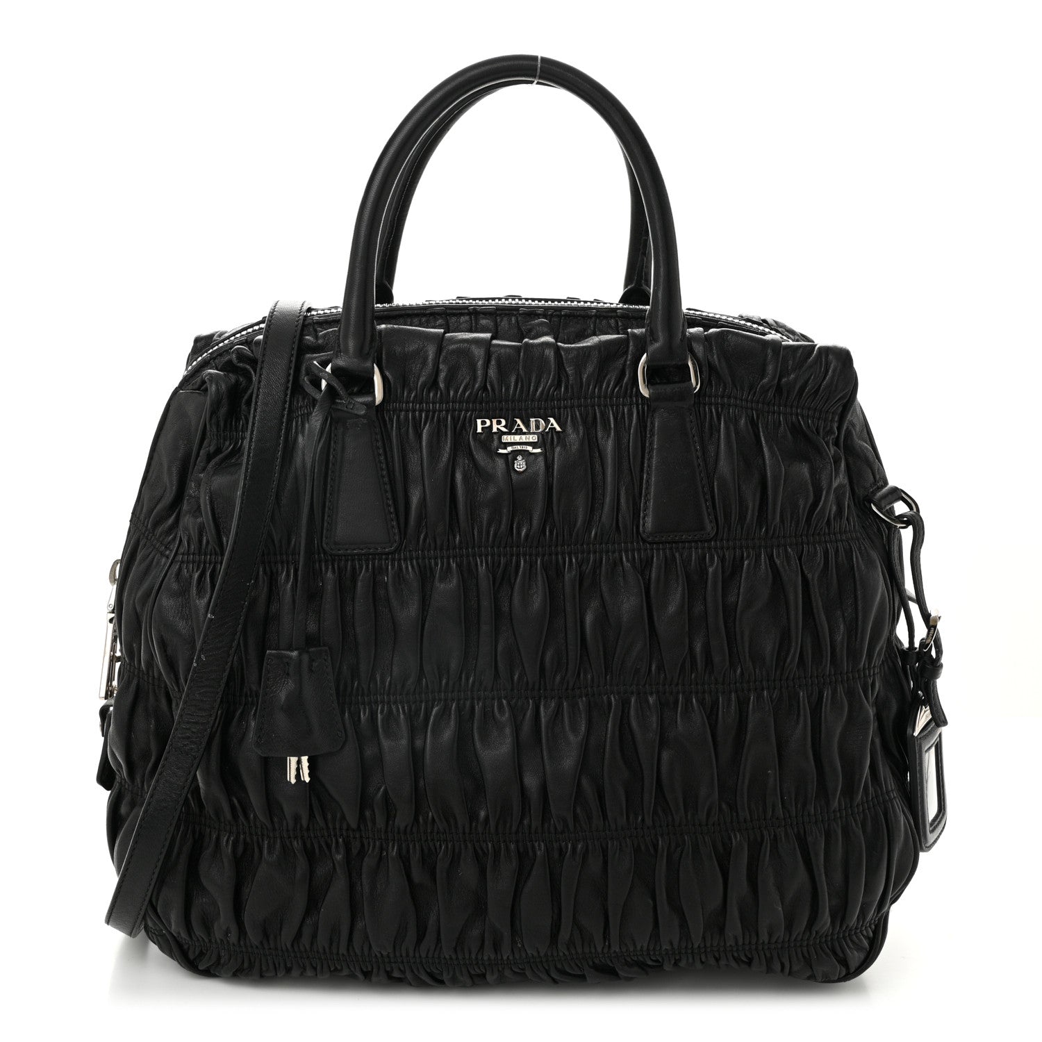 Nappa Gaufre Double Zip Tote Black