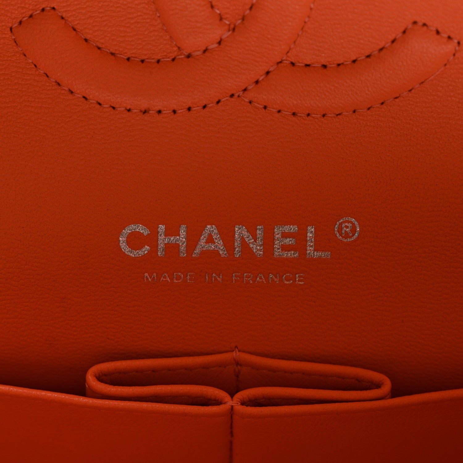 Lambskin Quilted Medium Double Flap Orange