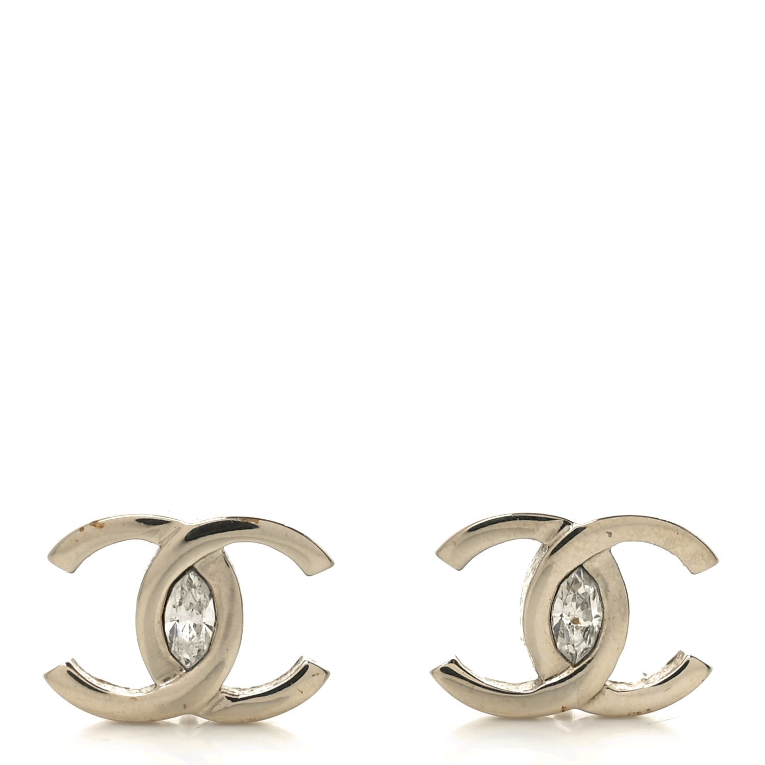 Crystal CC Large Stud Earrings Gold