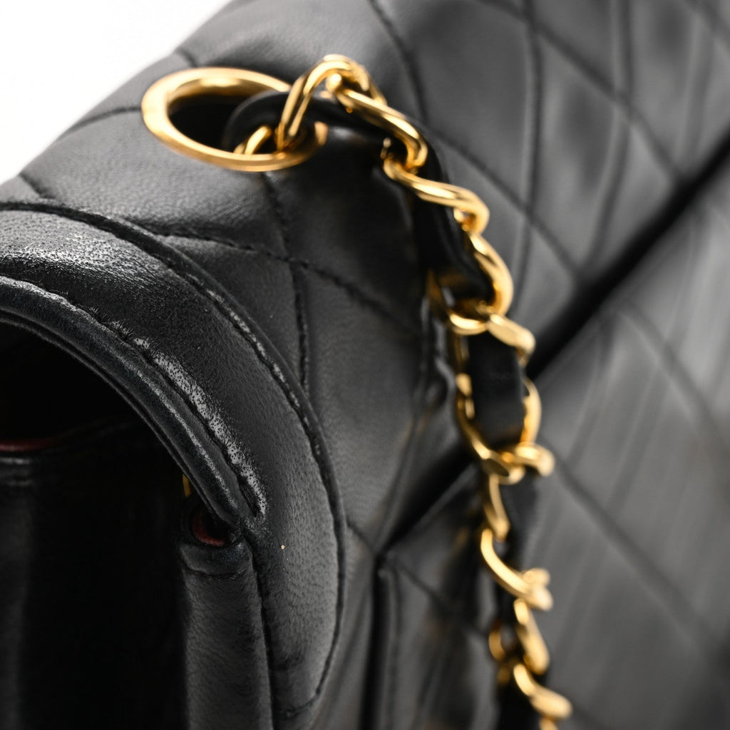 Lambskin Quilted Medium Single Flap Black