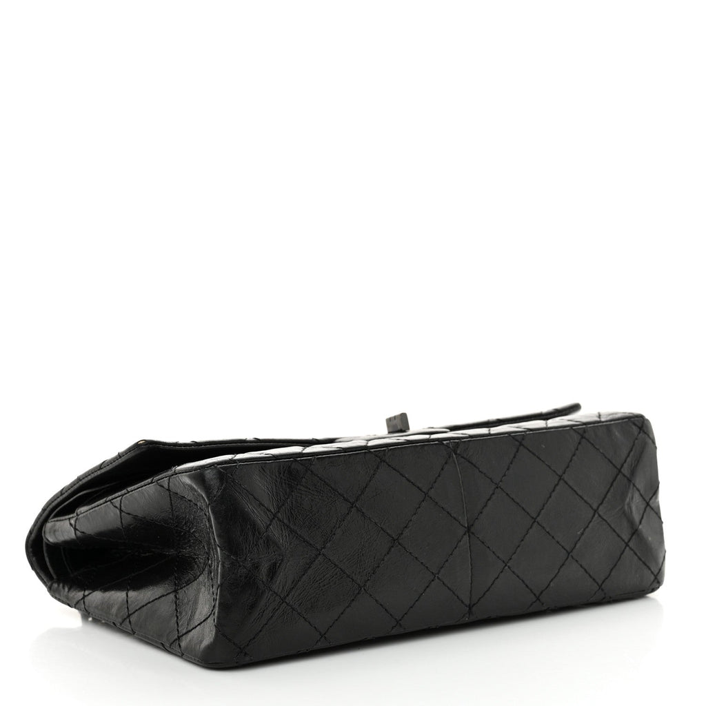 Glazed Aged Calfskin Quilted 2.55 Reissue 226 Flap So Black