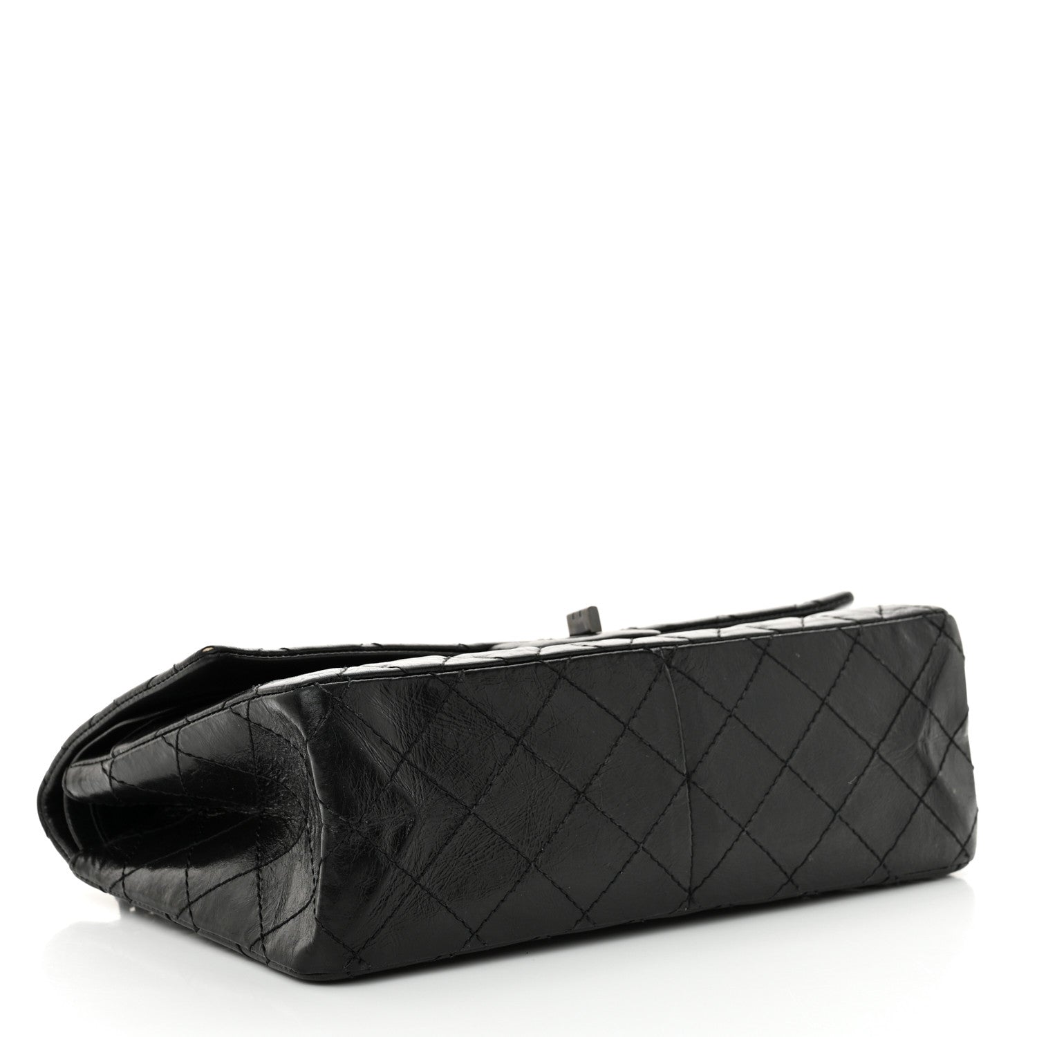 Glazed Aged Calfskin Quilted 2.55 Reissue 226 Flap So Black