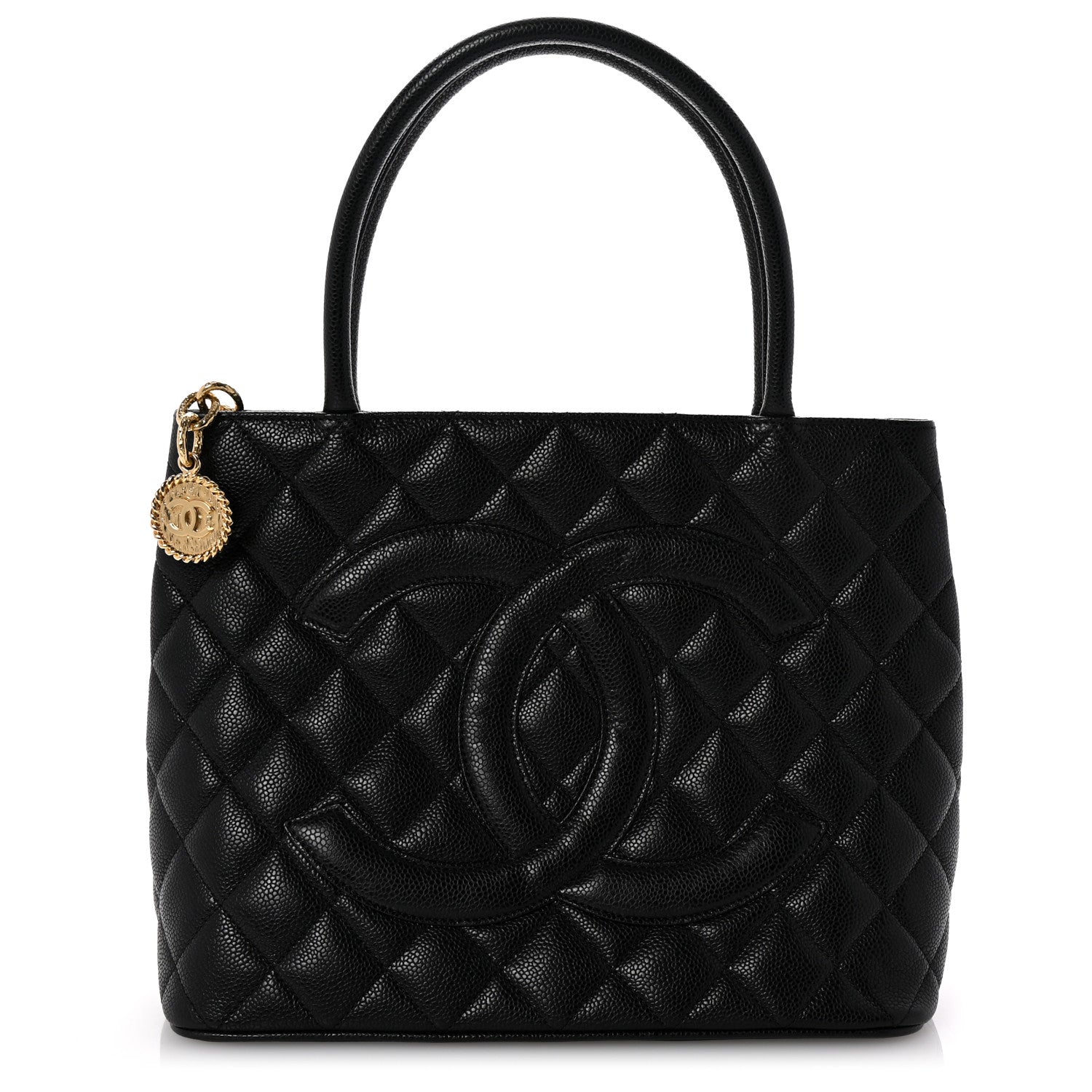 Caviar Quilted Medallion Tote Black