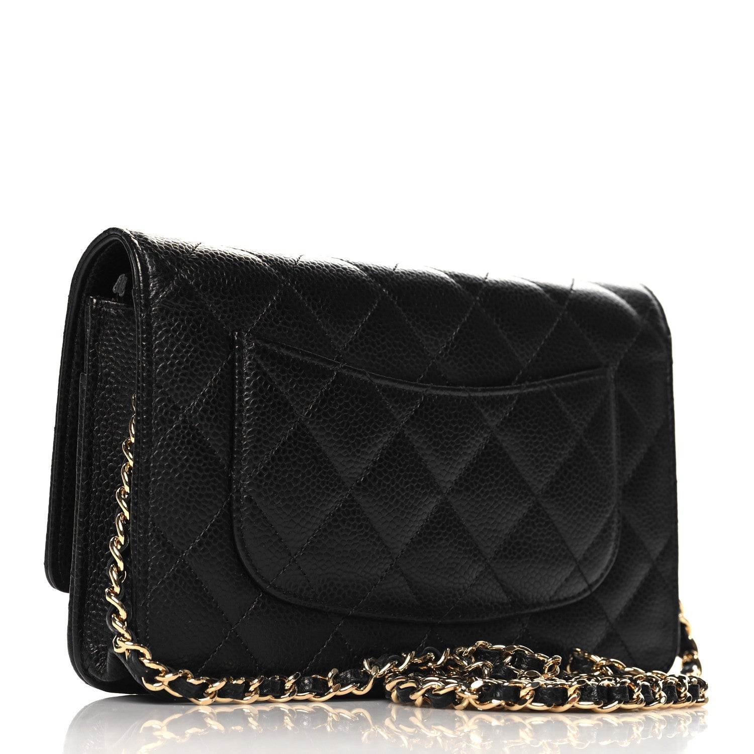 Caviar Quilted Wallet on Chain WOC Black