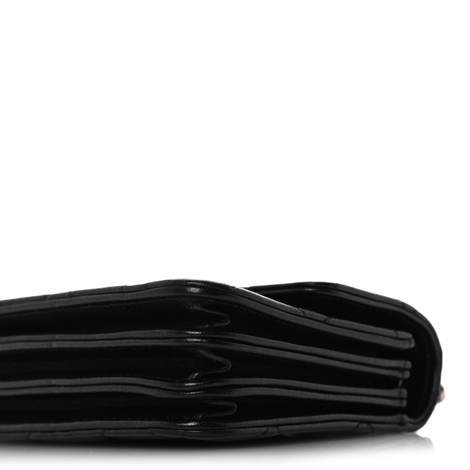 Lambskin Quilted Top Handle Flap Clutch With Chain Black