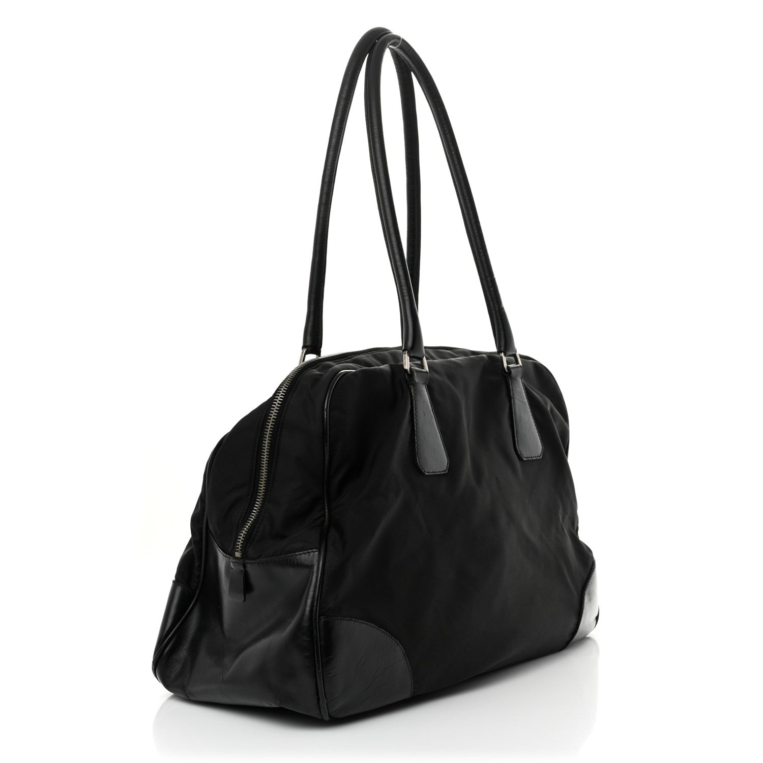 Tessuto Nylon Soft Calfskin Tote Black