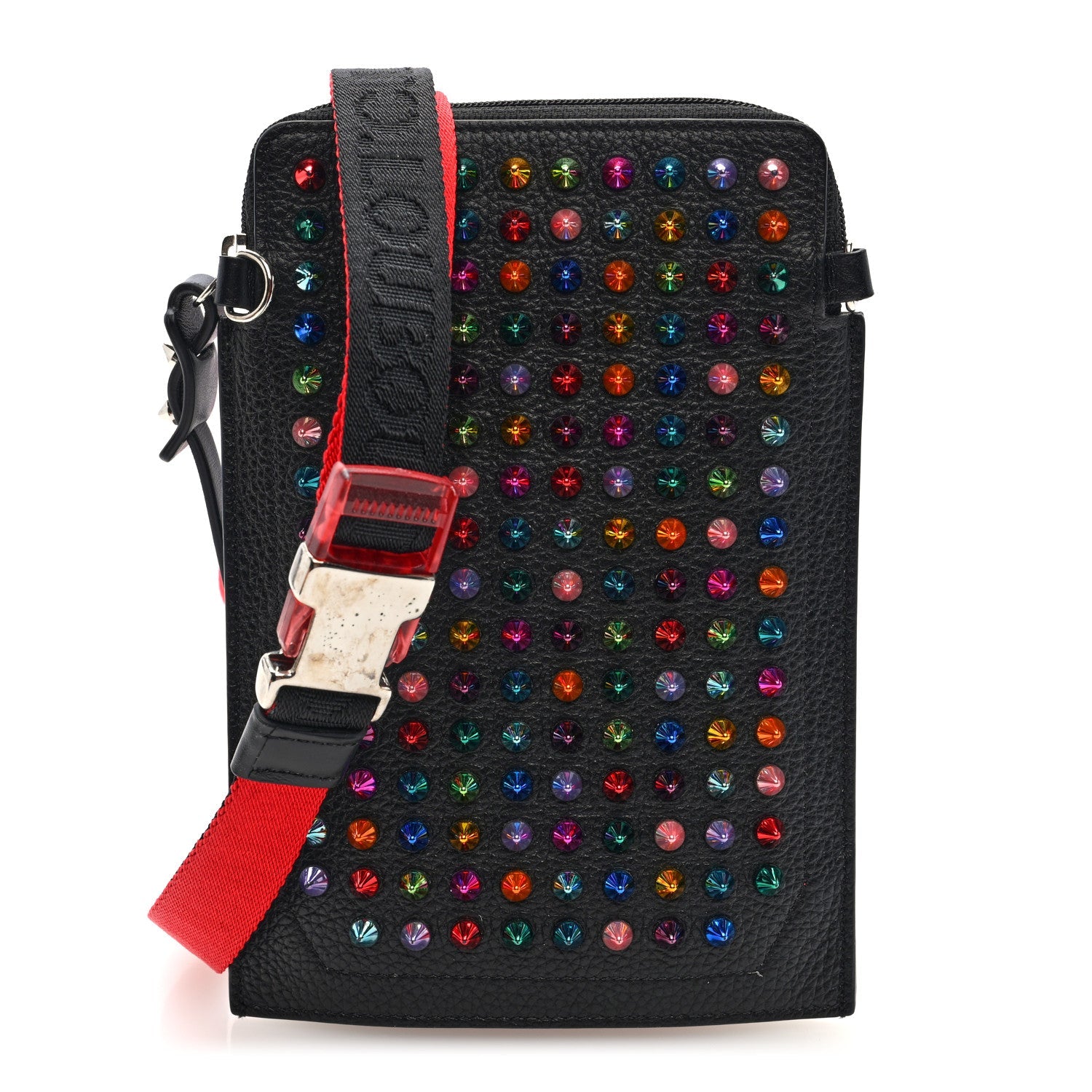 Calfskin Spikes Loubilab Crossbody Bag Black