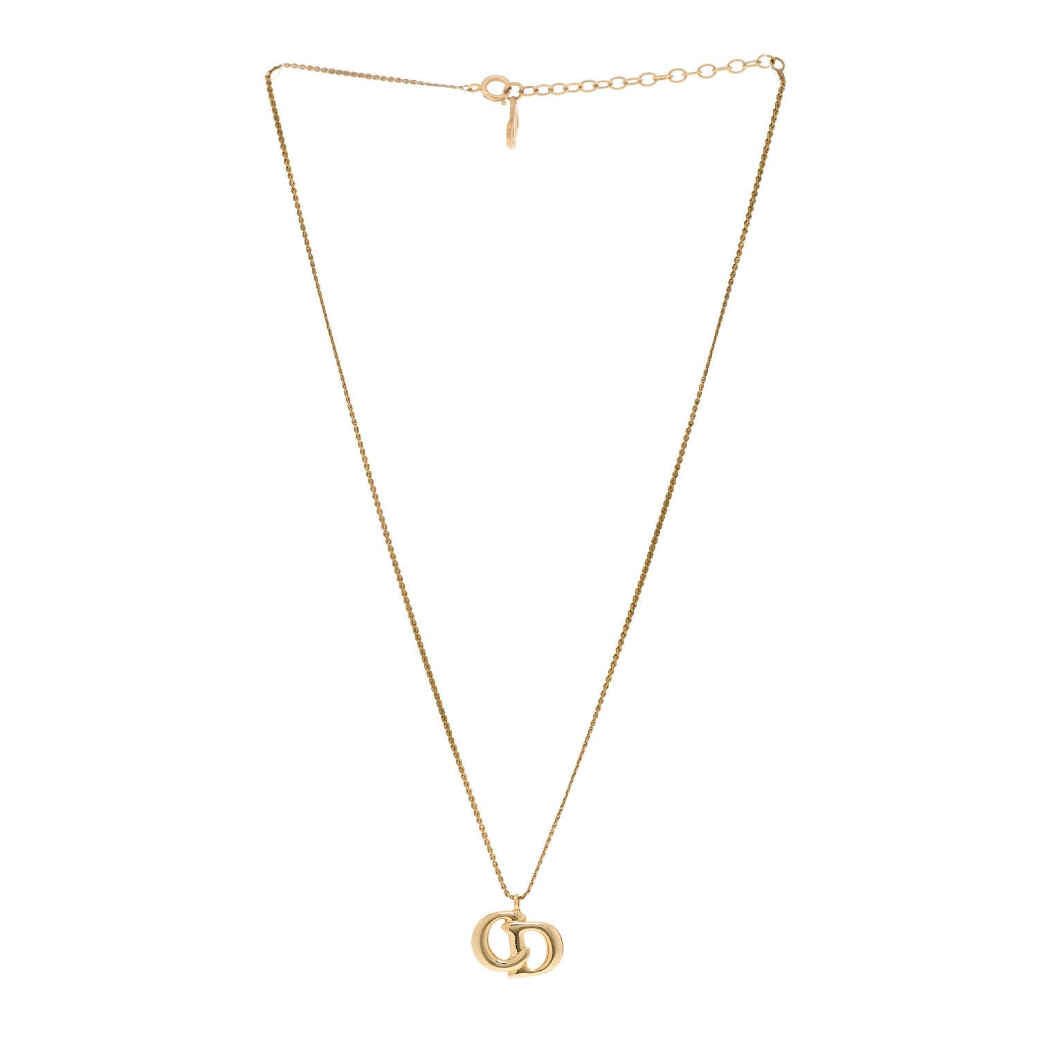 Metal Crystal CD Logo Pendant Necklace Gold