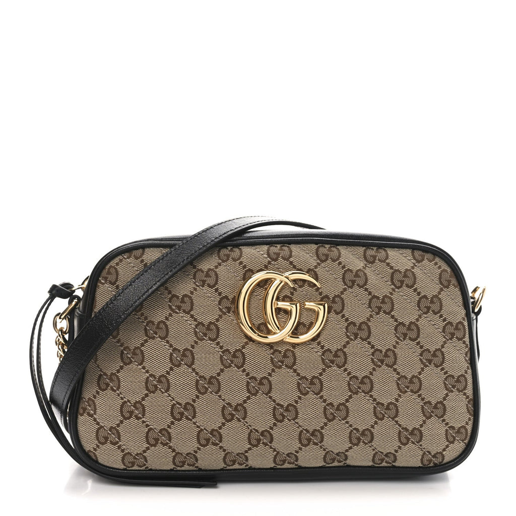Monogram Matelasse Diagonal Small GG Marmont Chain Shoulder Bag Beige Black