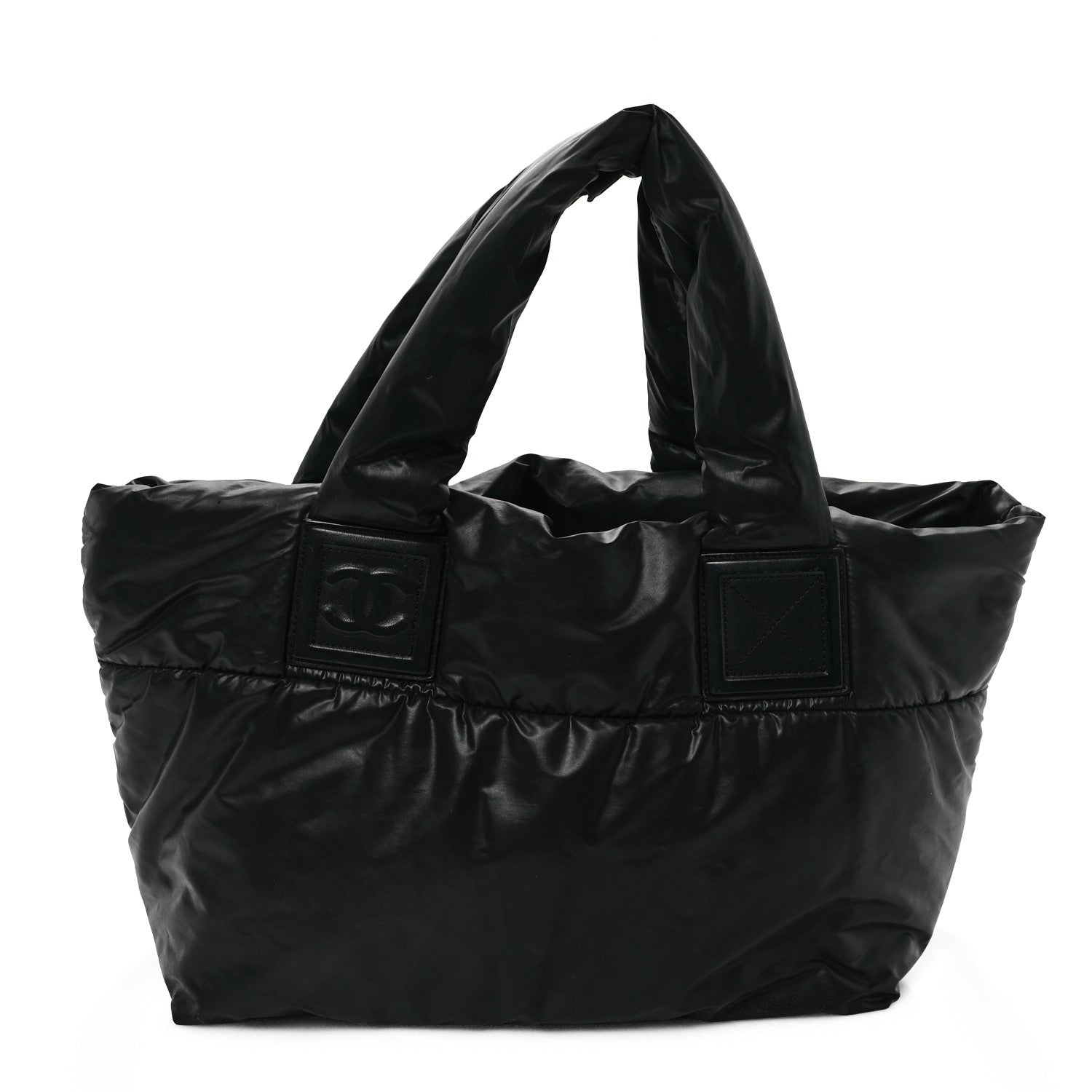 Nylon Quilted Coco Cocoon Reversible Tote Black