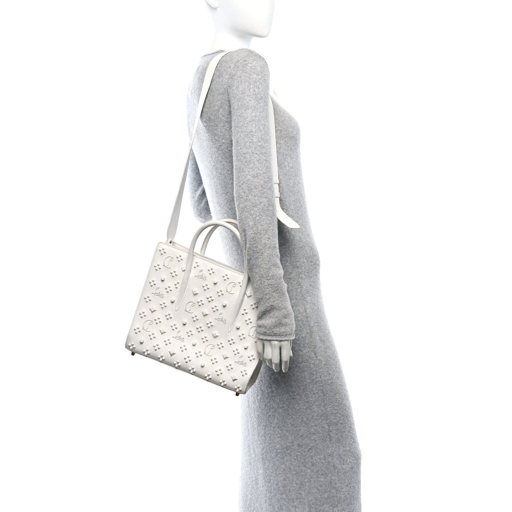 Calfskin Spikes Loubinthesky Medium Paloma White