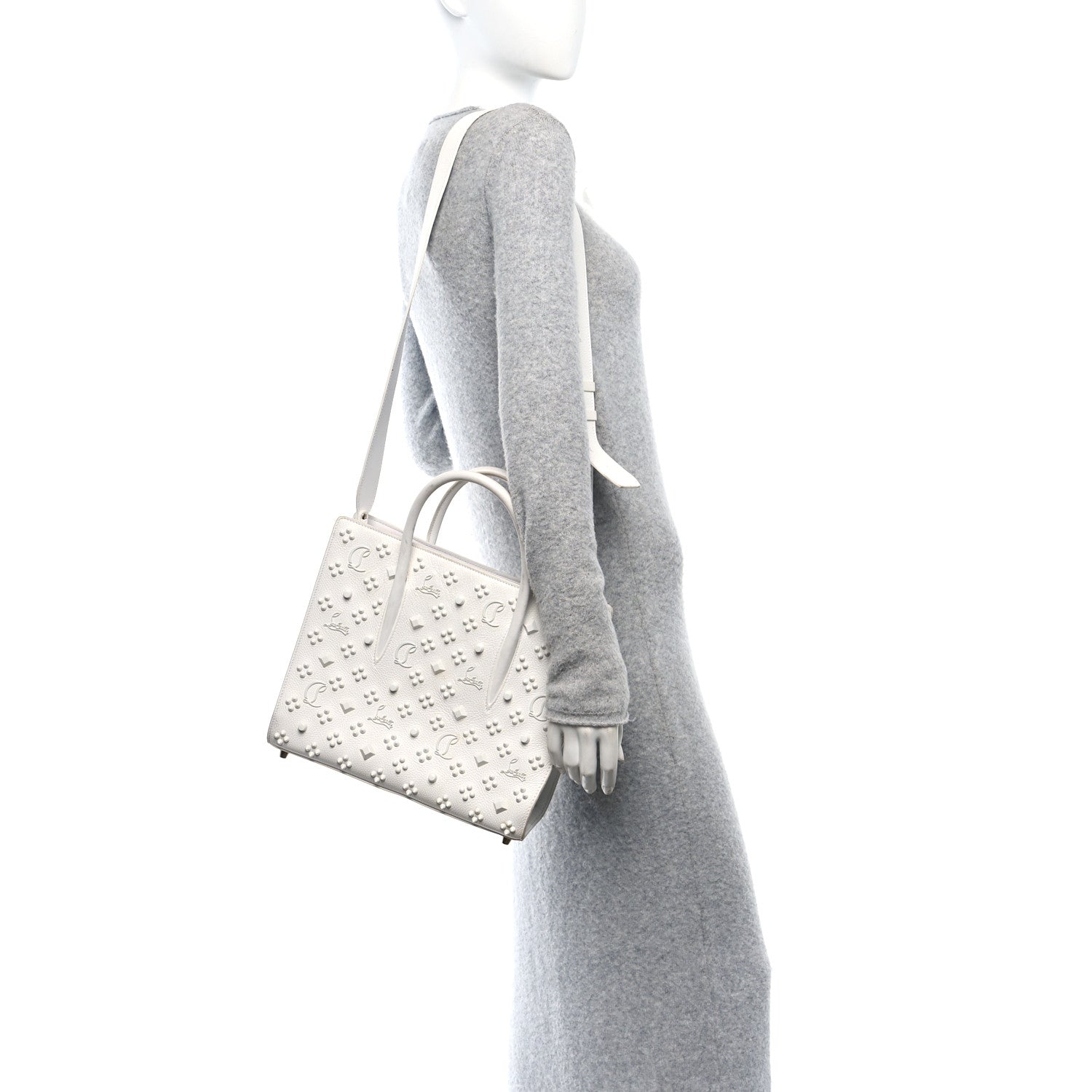Calfskin Spikes Loubinthesky Medium Paloma White