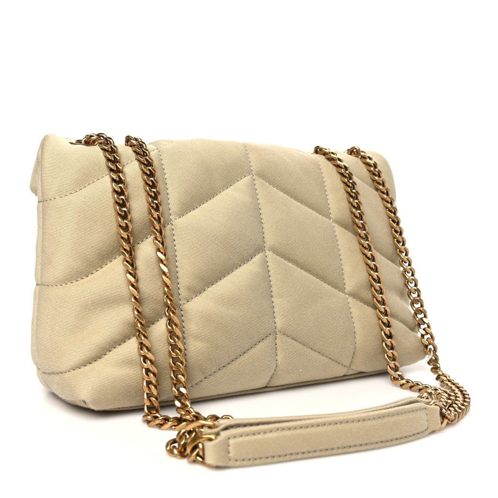 Canvas Quilted Toy Loulou Puffer Monogram Chain Satchel Cool Beige