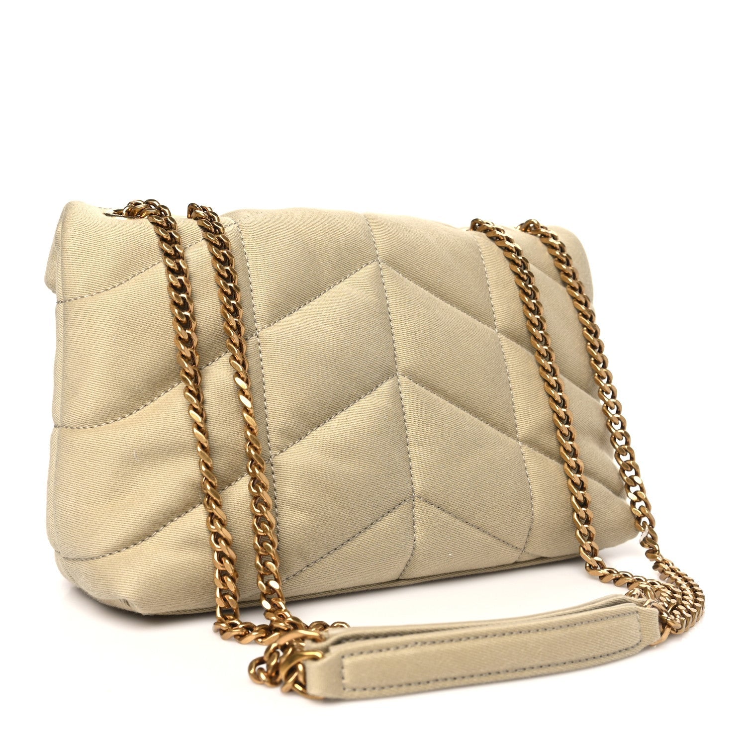 Canvas Quilted Toy Loulou Puffer Monogram Chain Satchel Cool Beige