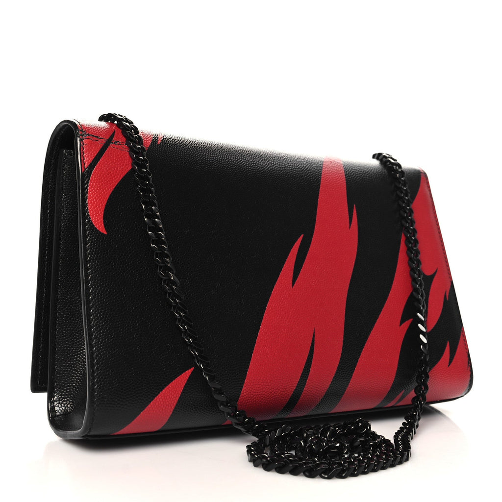 Grain De Poudre Medium Classic Monogram Flame Print Kate Satchel Black