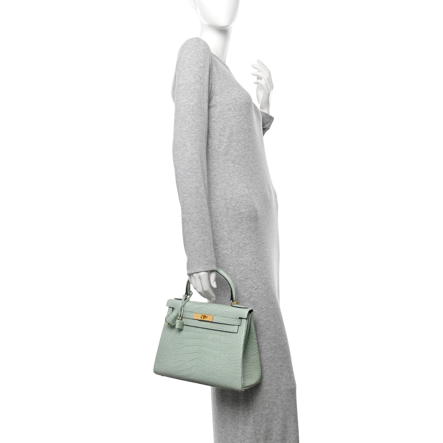 Matte Alligator Kelly Retourne 28 Vert D'eau