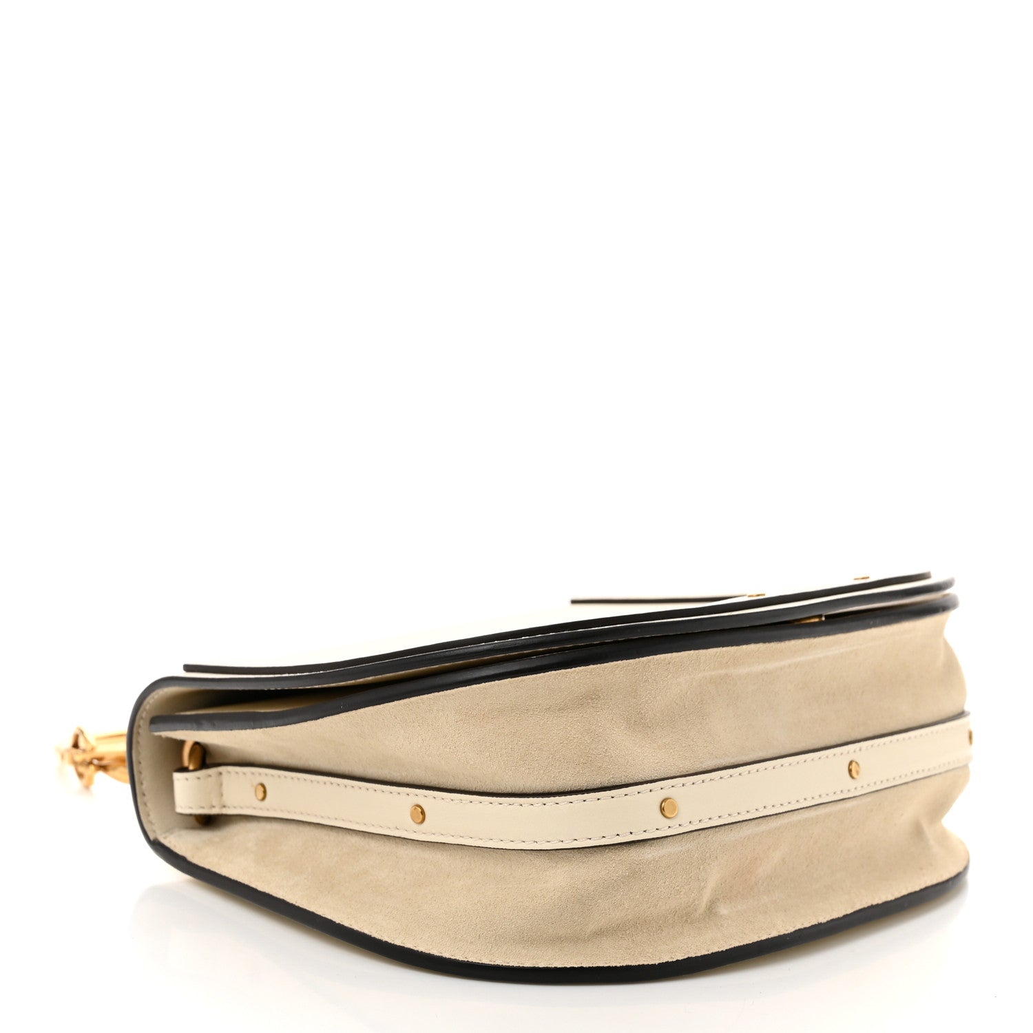 Calfskin Suede Medium Nile Bracelet Bag Off White