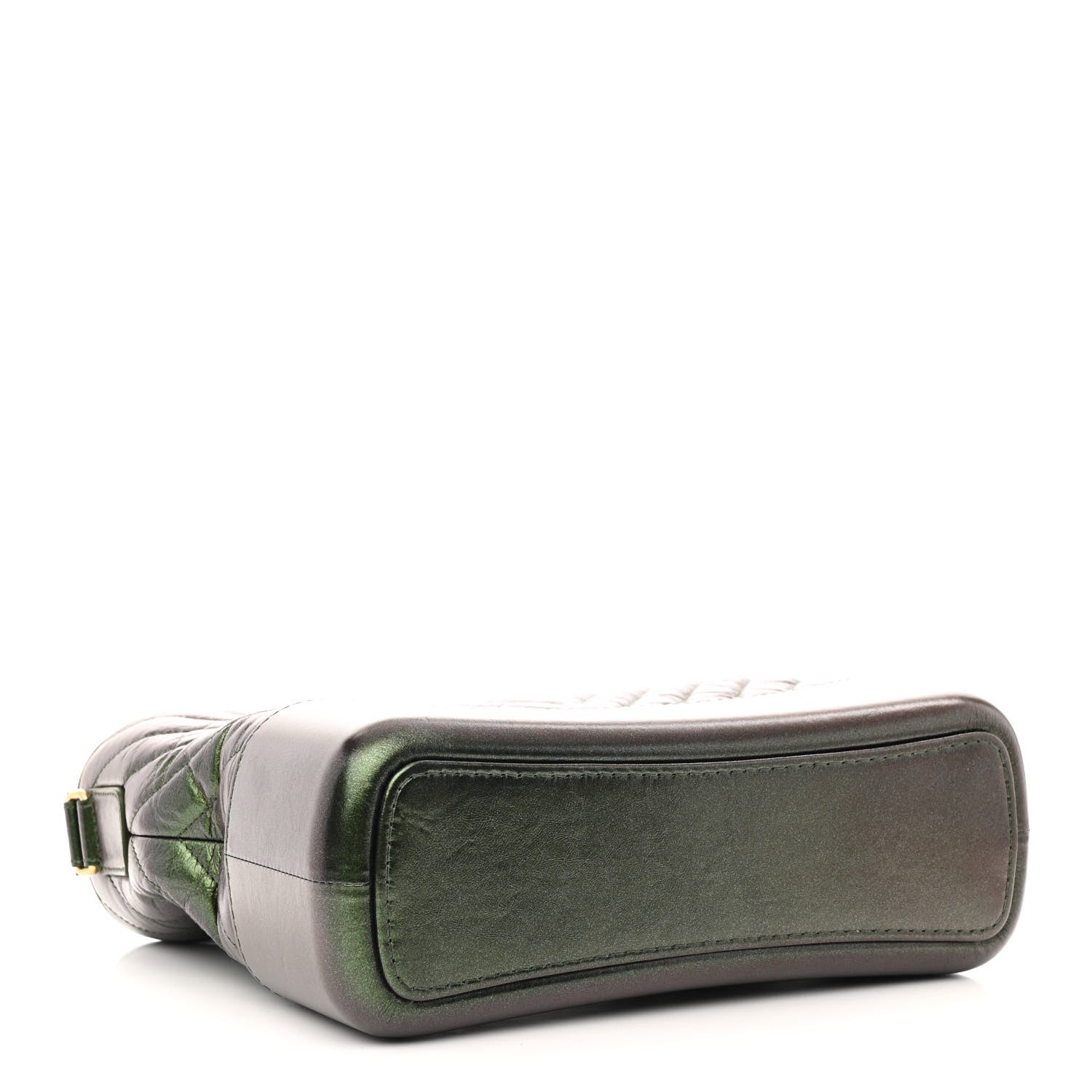 Metallic Aged Calfskin Chevron Quilted Medium Gabrielle Hobo Green