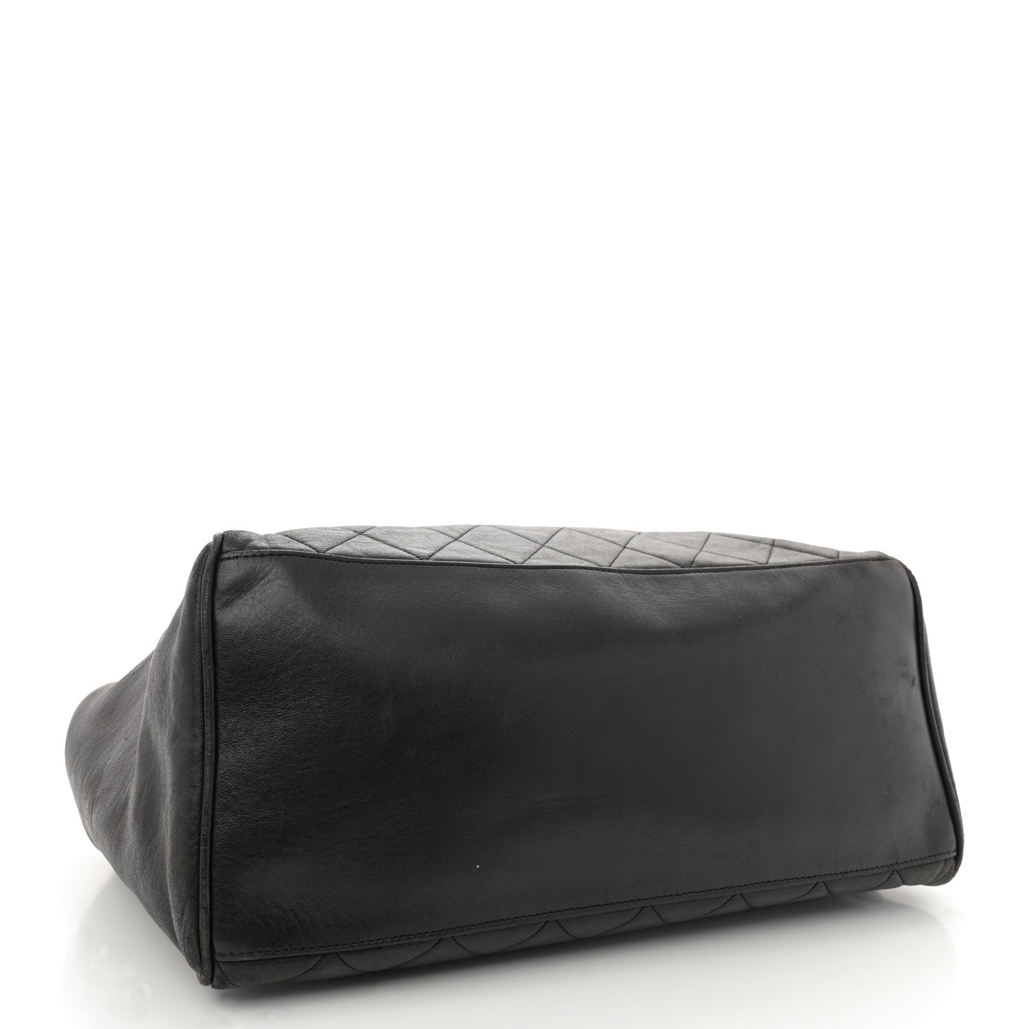 Lambskin Large Quilted Shopping Tote Black