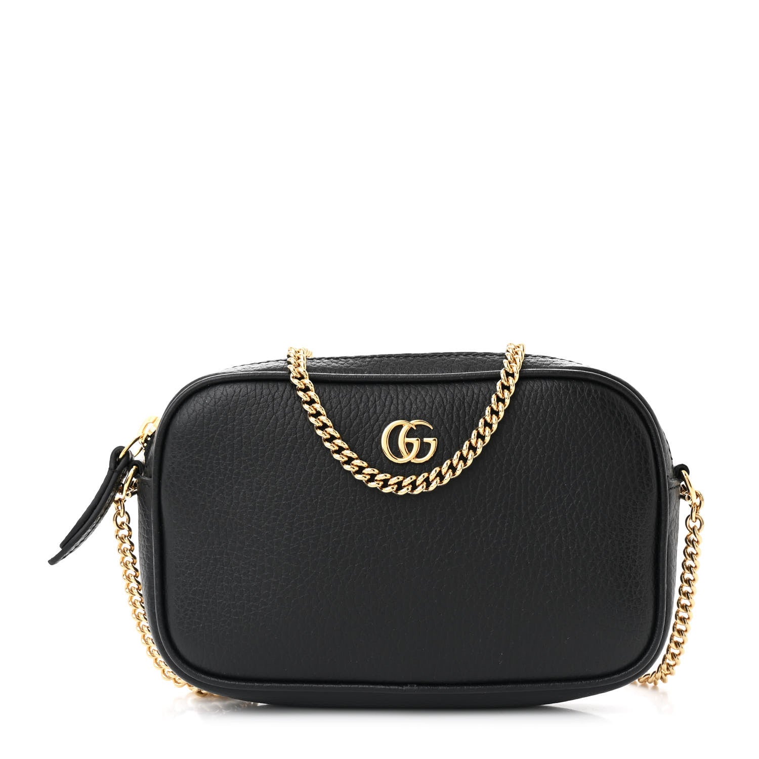 Dollar Calfskin Super Mini GG Marmont Chain Shoulder Bag Black