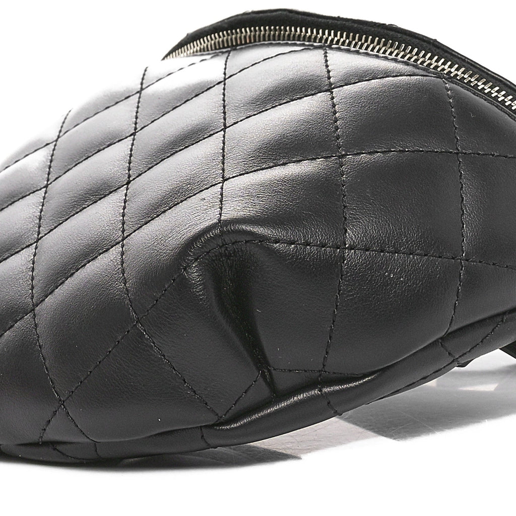 Calfskin Quilted Waist Belt Bag Black