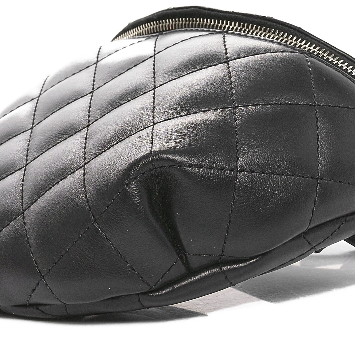 Calfskin Quilted Waist Belt Bag Black