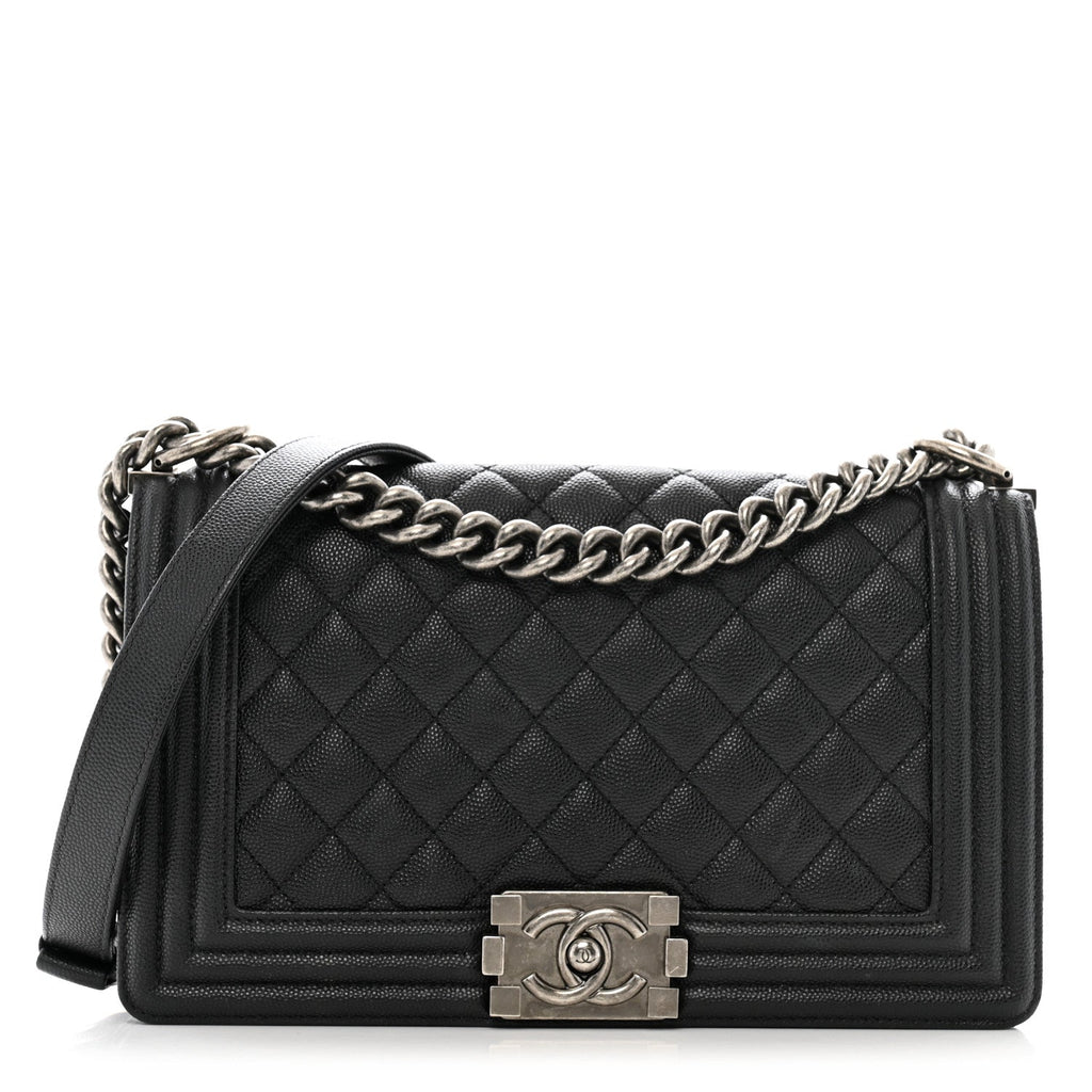 Caviar Quilted Medium Boy Flap Black