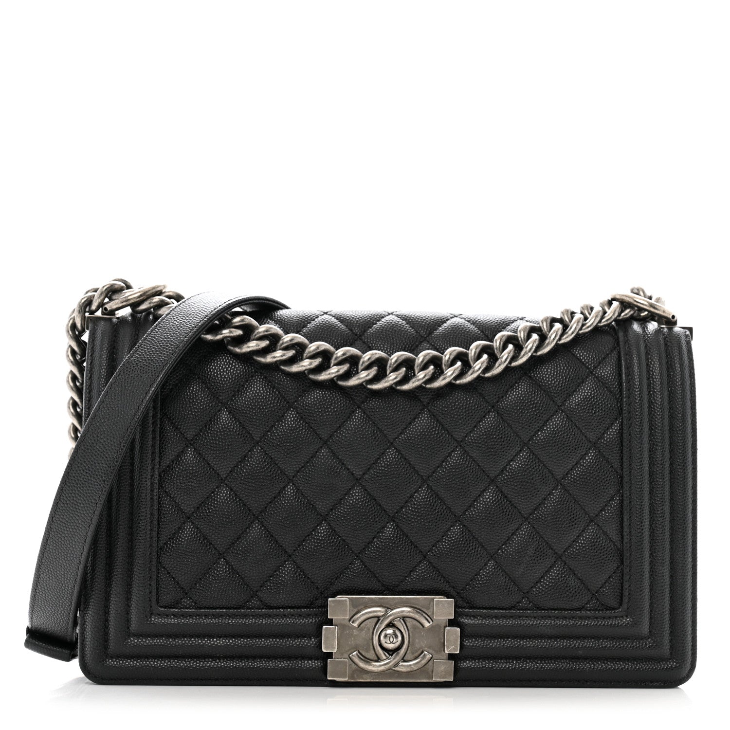 Caviar Quilted Medium Boy Flap Black
