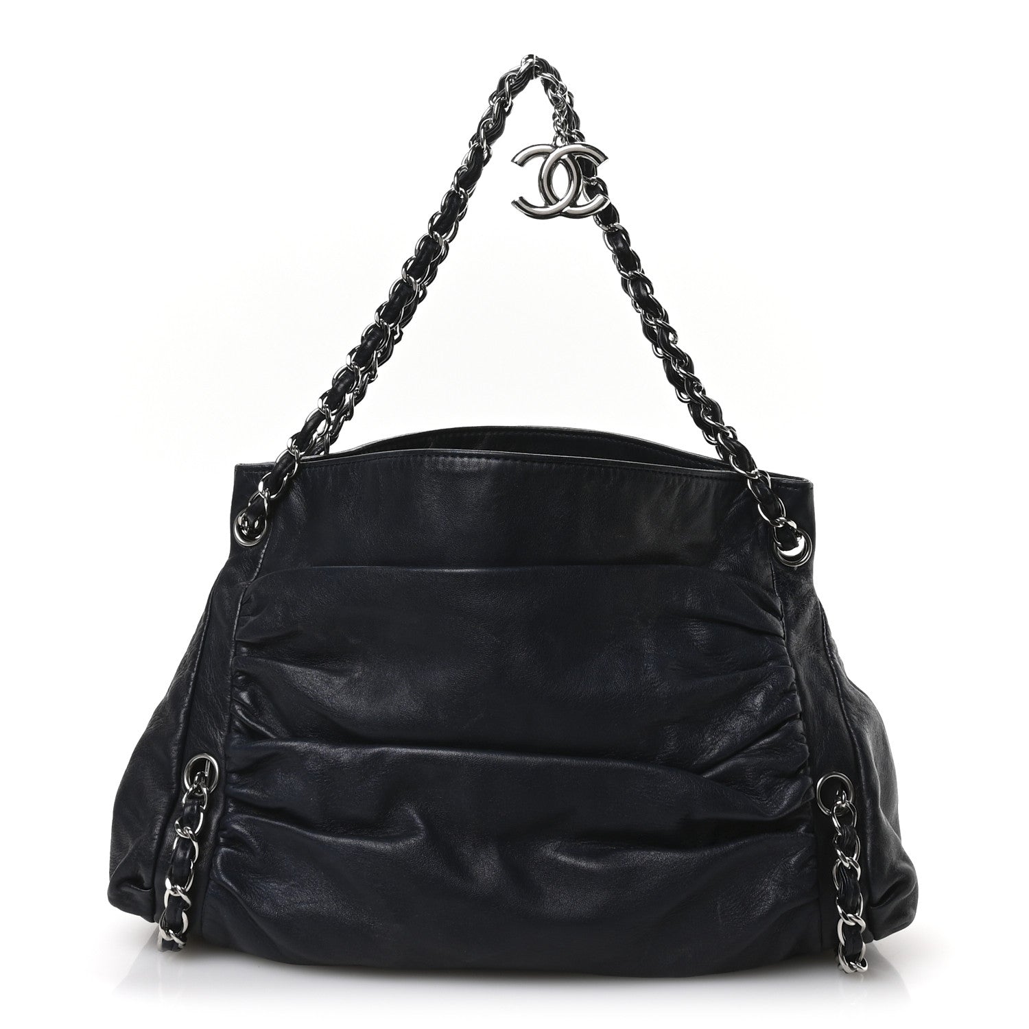 Lambskin Large Sharpei Shoulder Bag Blue